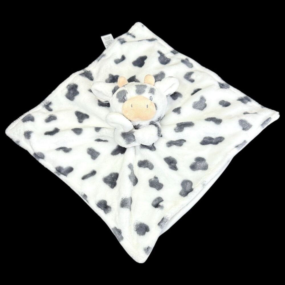 Carters Cow Lovey Security Blanket Black White Spots Plush‎ Farm Nursery Toy 13"